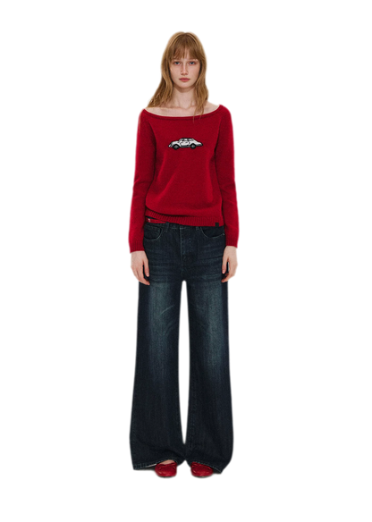 Wool Blend Jacquard Knit Sweater