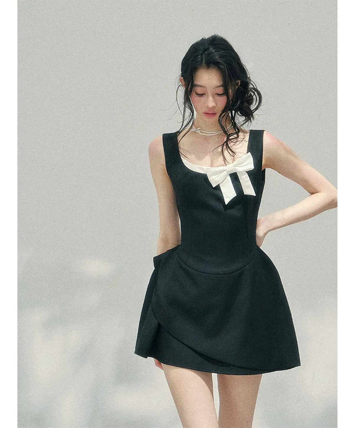 Sleek Bowknot Mini Dress