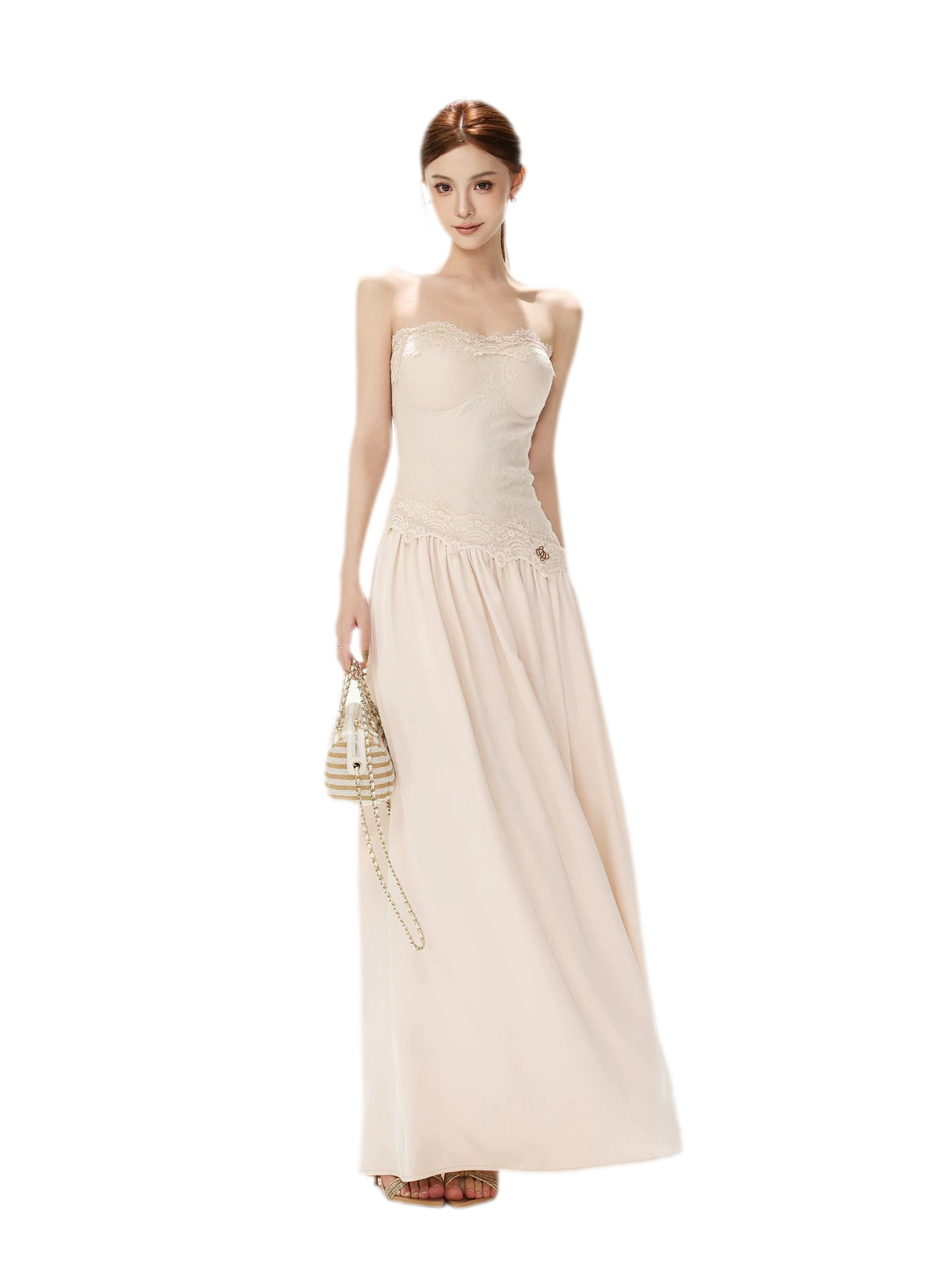 Lace Backless Satin Dress