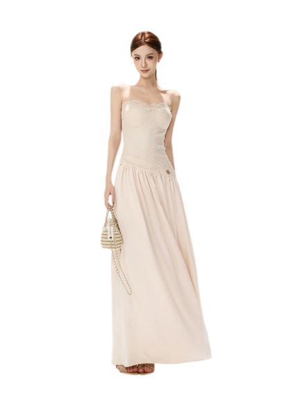 Lace Backless Satin Dress
