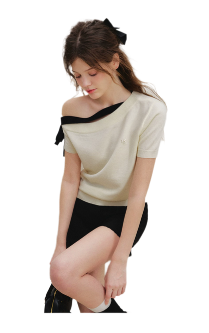 Wool Blend Bow Knit Tee