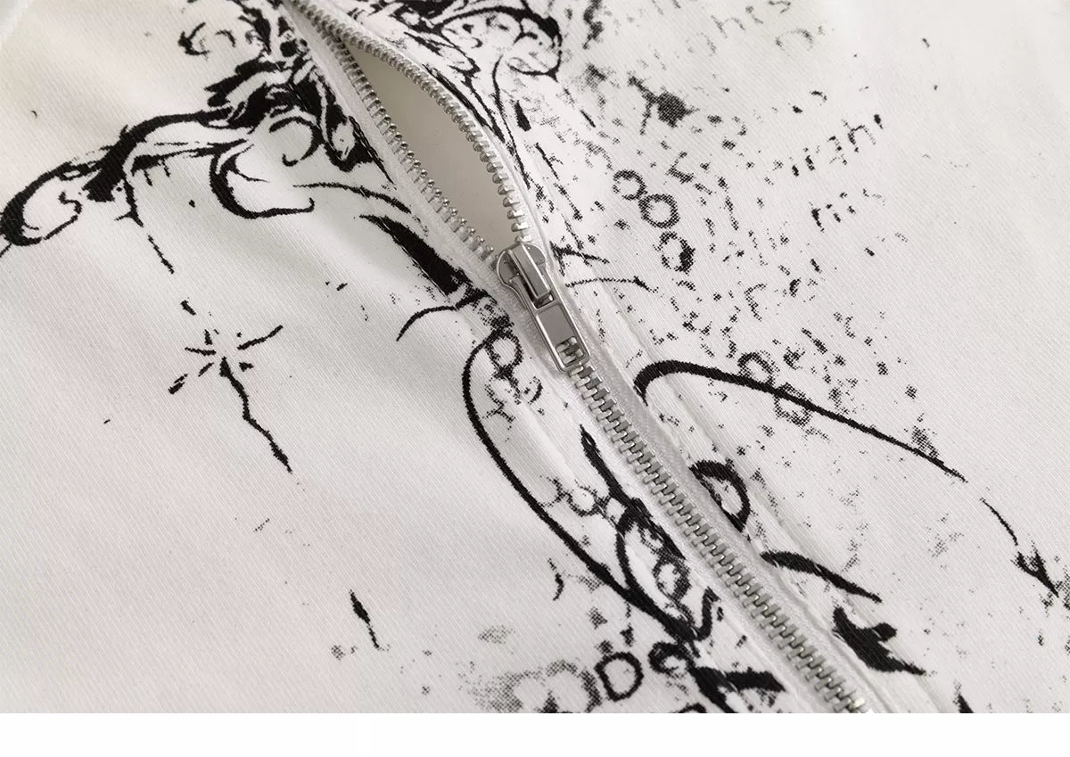 Cross Print Zip Vest
