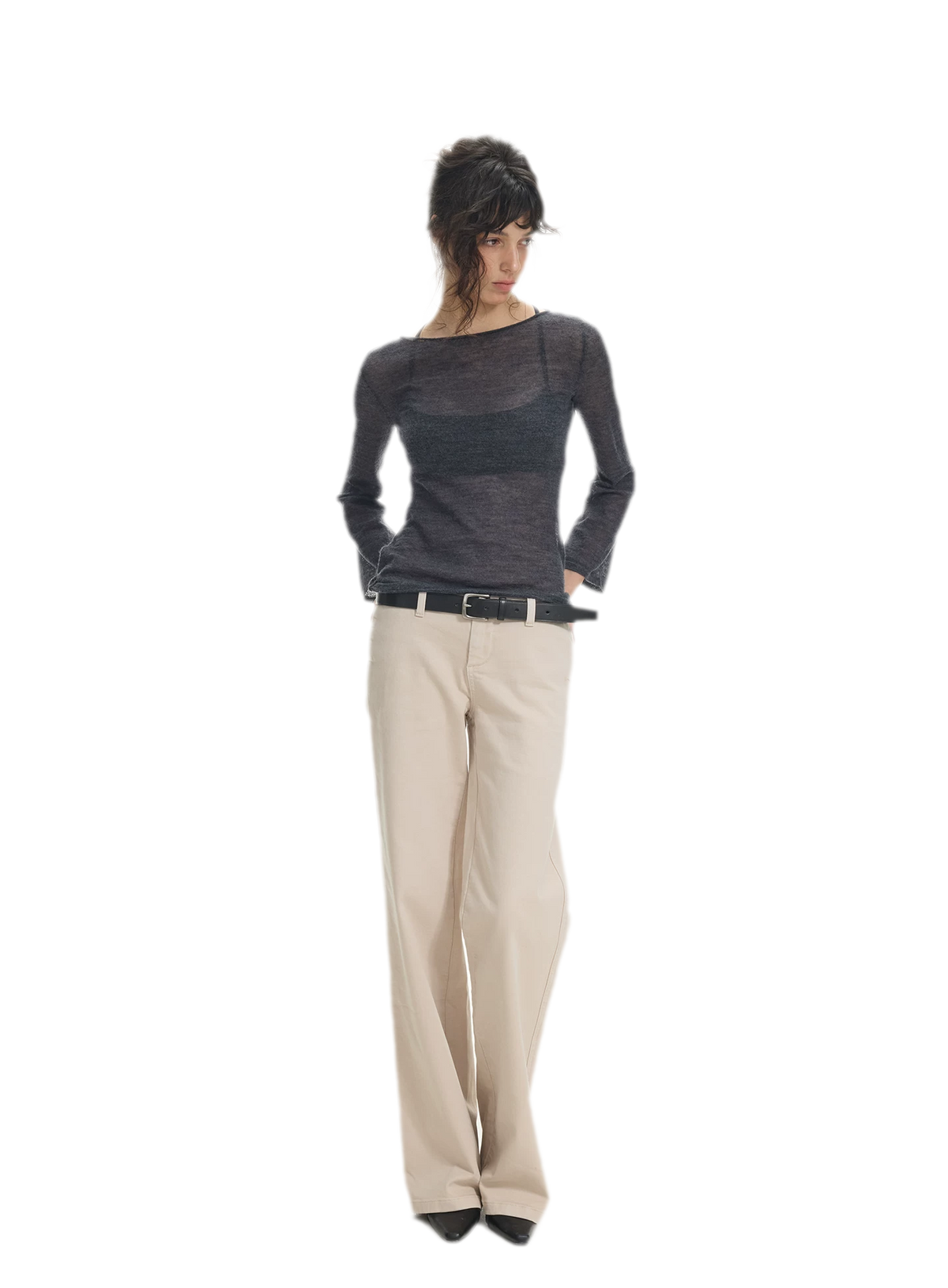 Mohair Sheer Flared Sleeve Top