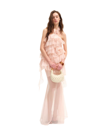 Kleid mit Lagen und Volantbesatz in Fischschwanz-Silhouette