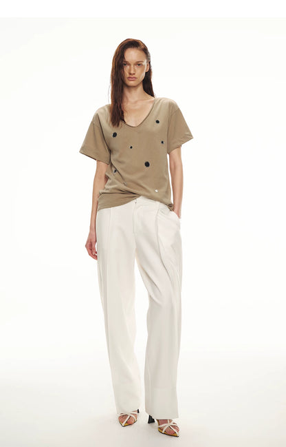 Relaxed Stylish V-Neck Short Sleeve T-Shirt
