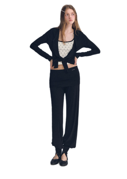Ruffled Drape Knit Set