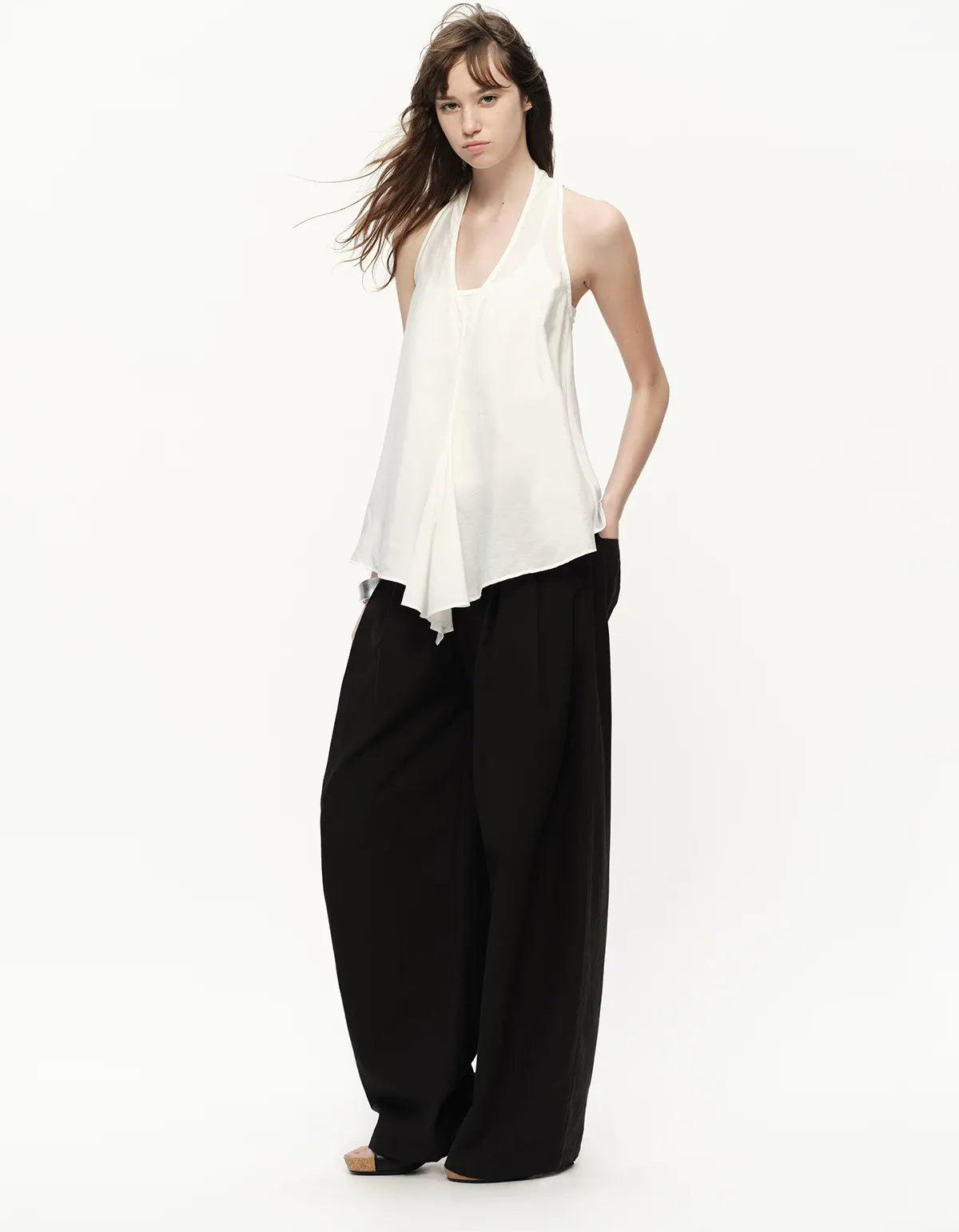 White Lyocell V-Neck Cami