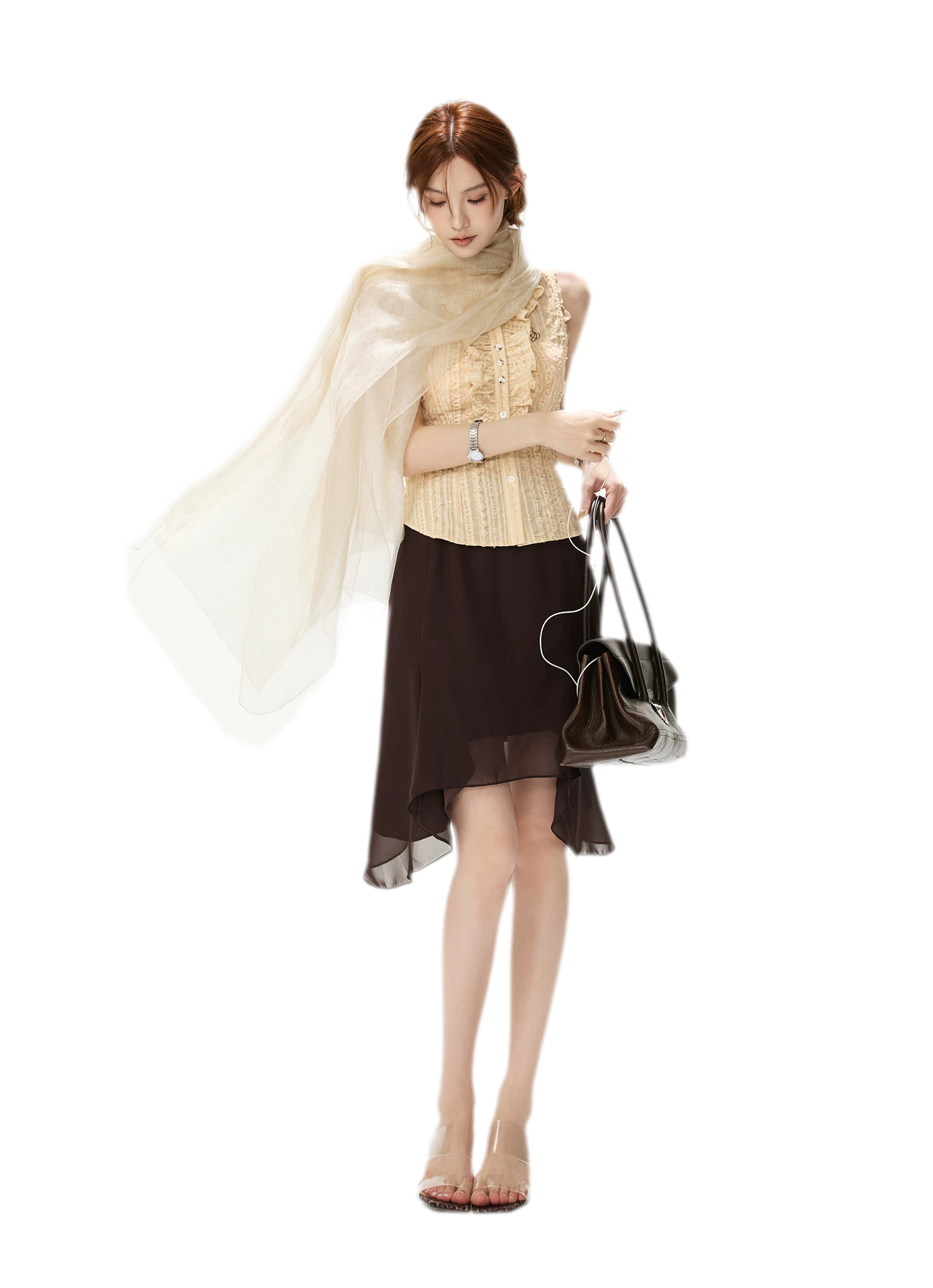 Drapey Asymmetrical Midi Skirt