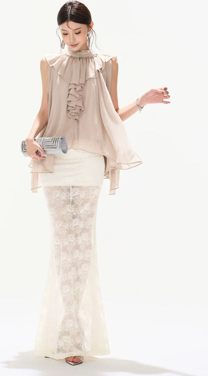 Ruffled Chiffon A-Line Top
