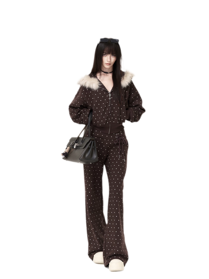 Brushed Polka-Dot Coordinated Set