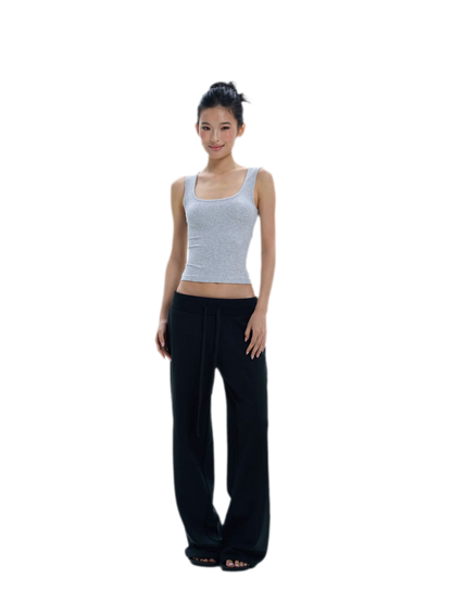 Wide-Leg Drawstring Sweatpants