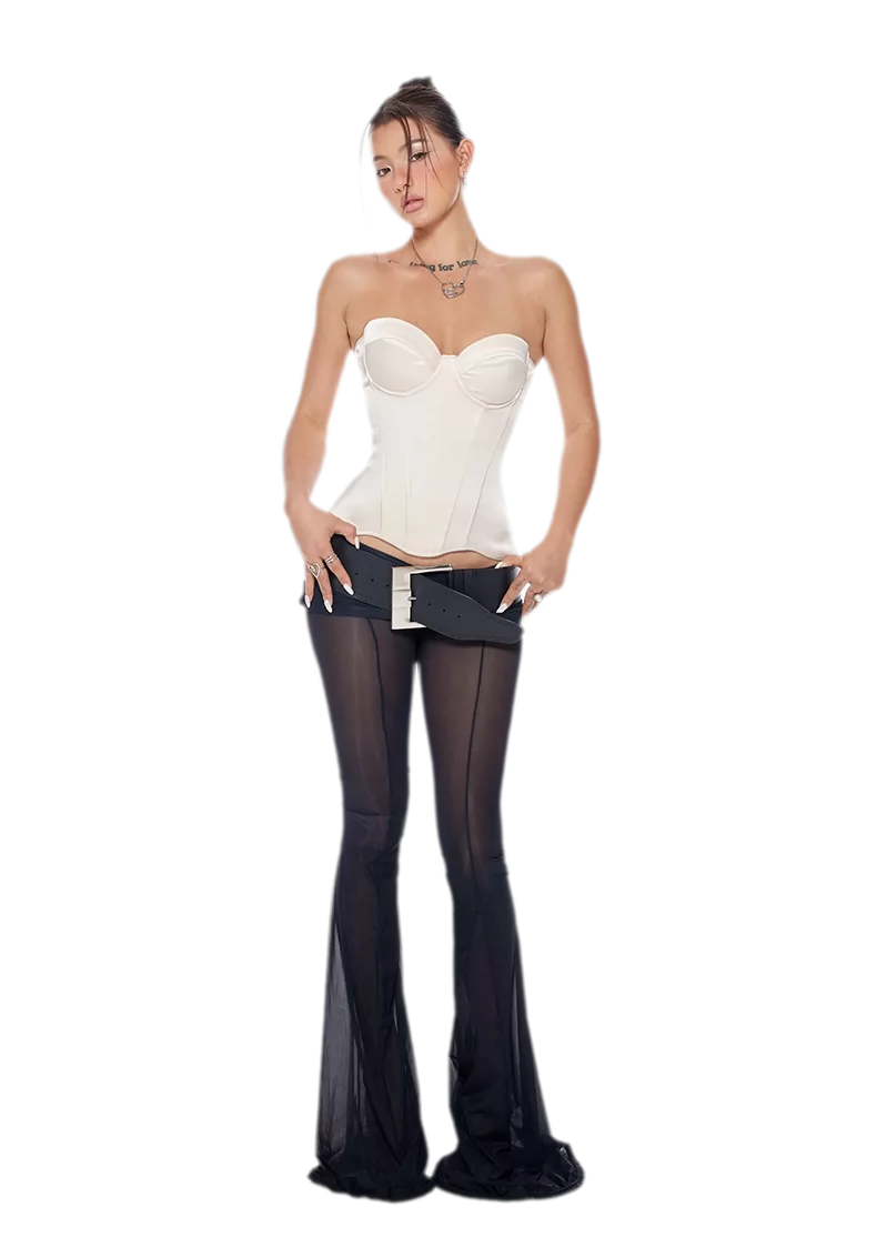 Sheer Mesh Flared Pants