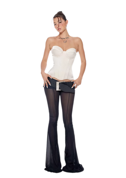 Sheer Mesh Flared Pants