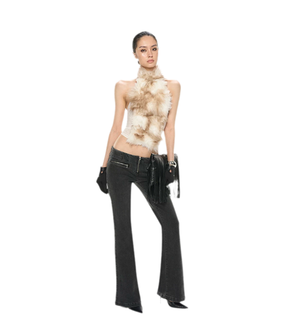 Fox Fur Mesh Halter Top