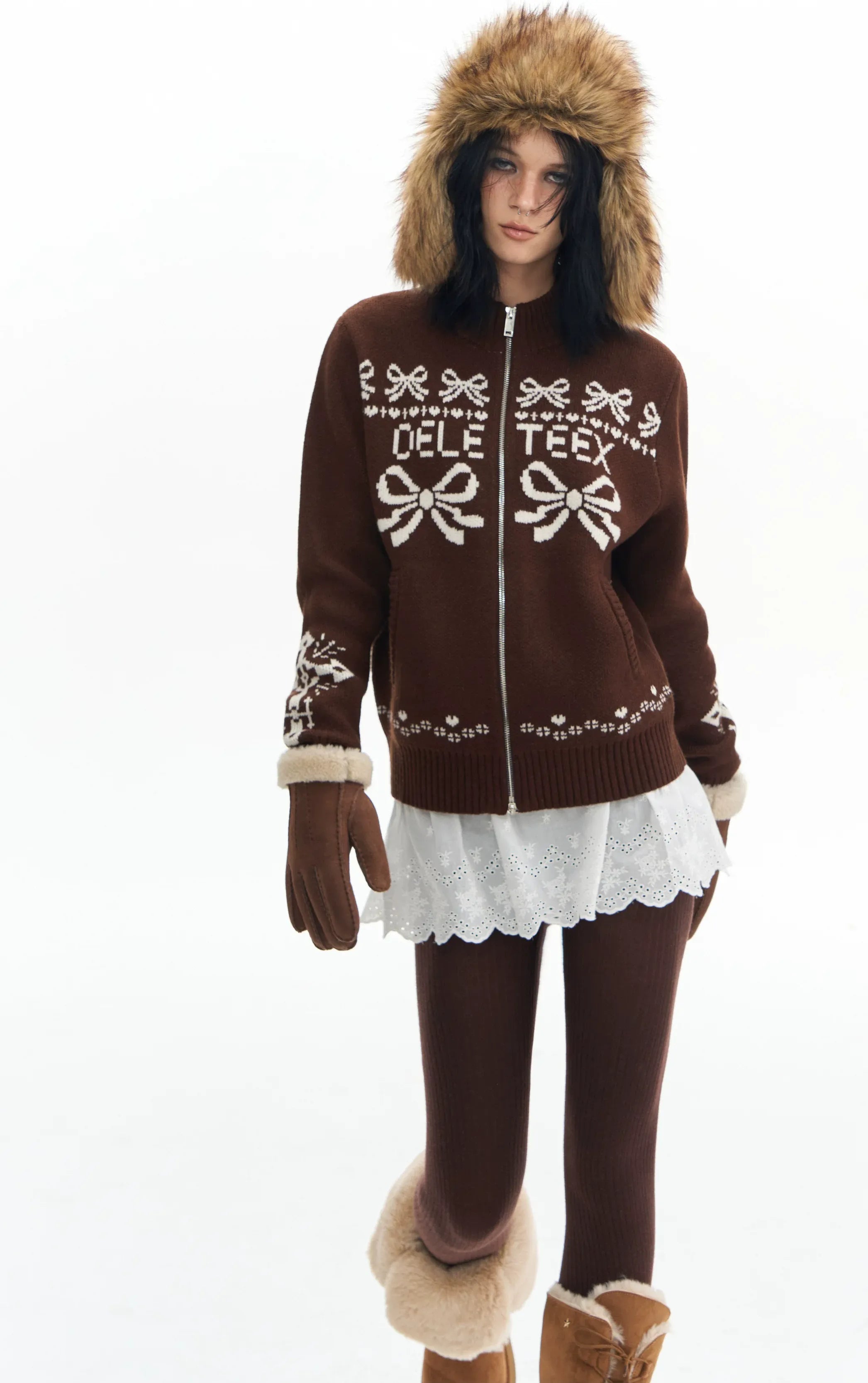 Jacquard Wool Baseball Cardigan