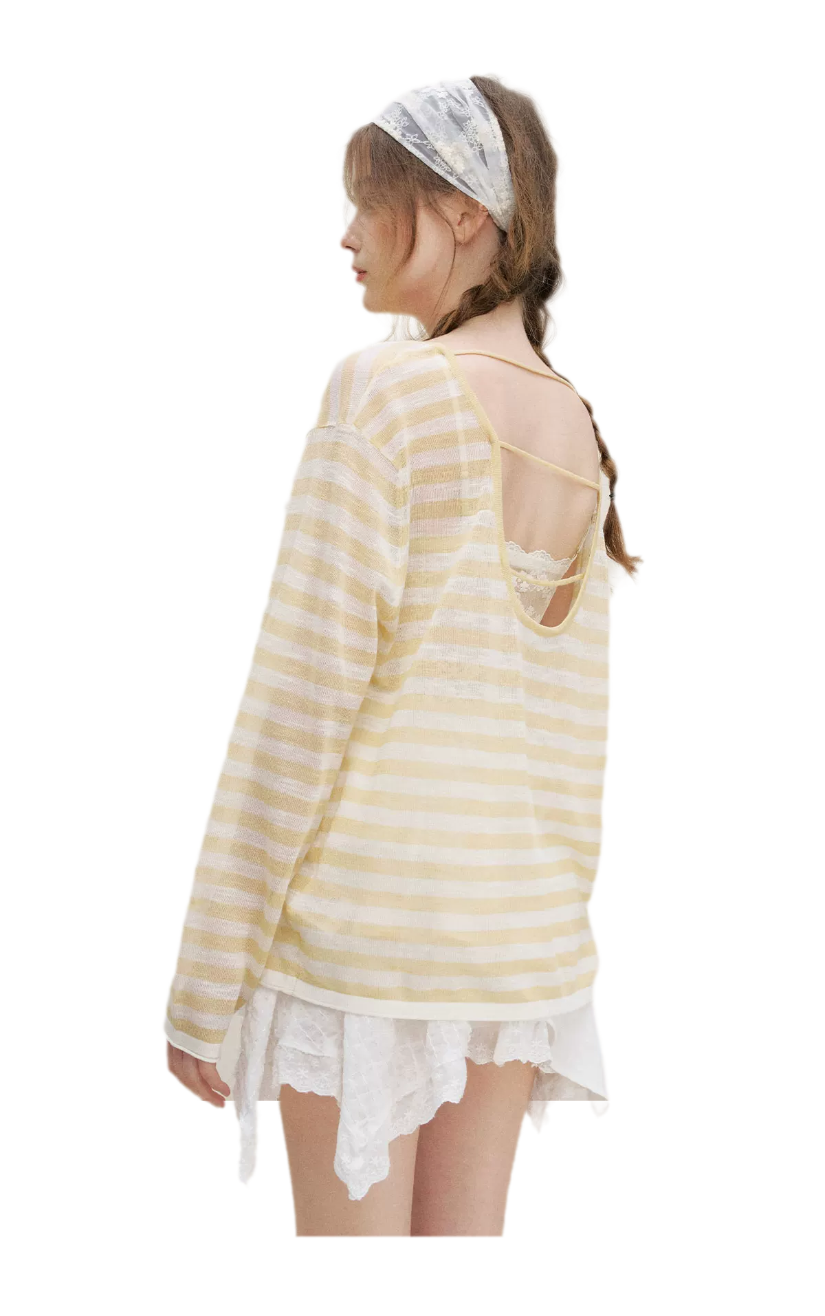 Striped Open-Back Cardigan