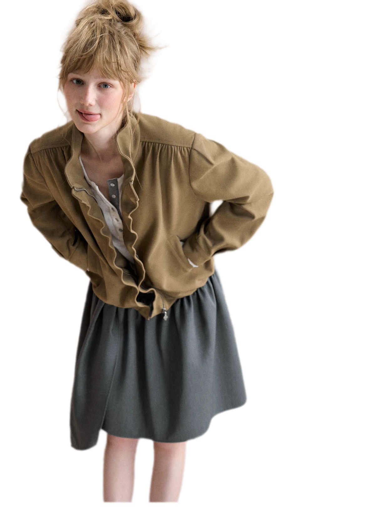 Gathered Suede Cropped Jacket