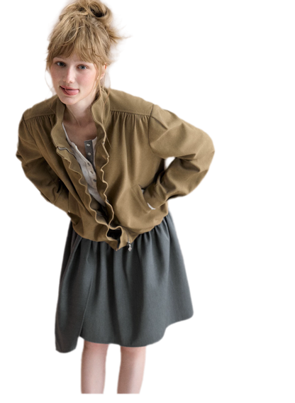 Gathered Suede Cropped Jacket