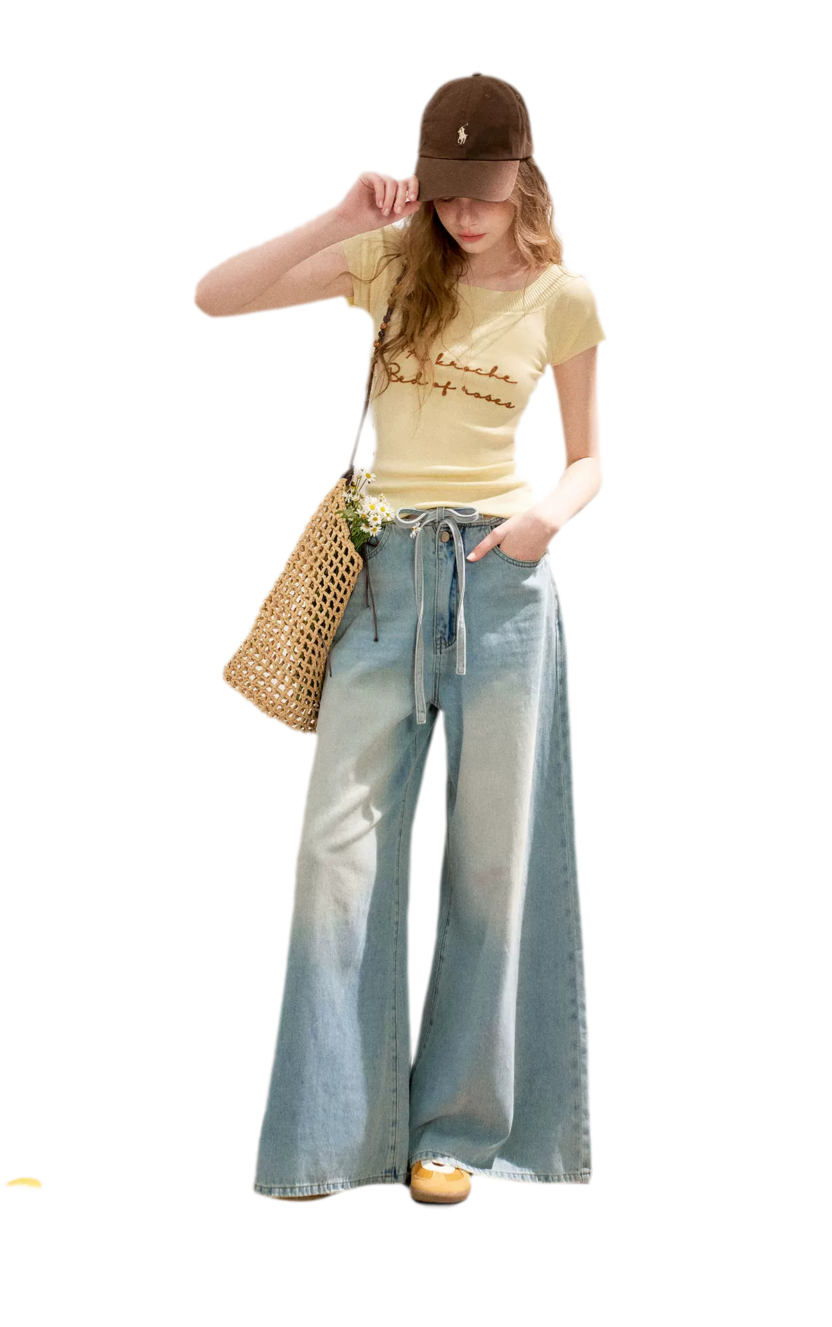 Bow Wide-Leg Jeans