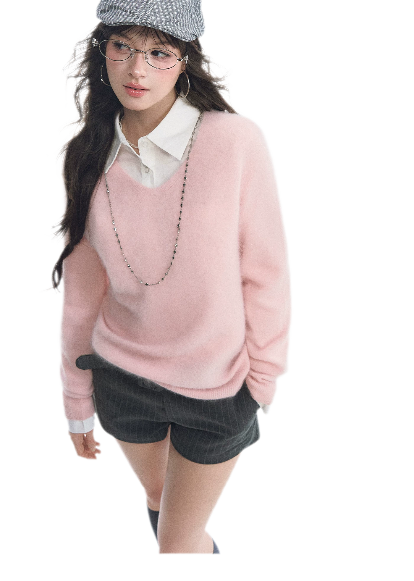 Brushed V-Neck Wool Sweater