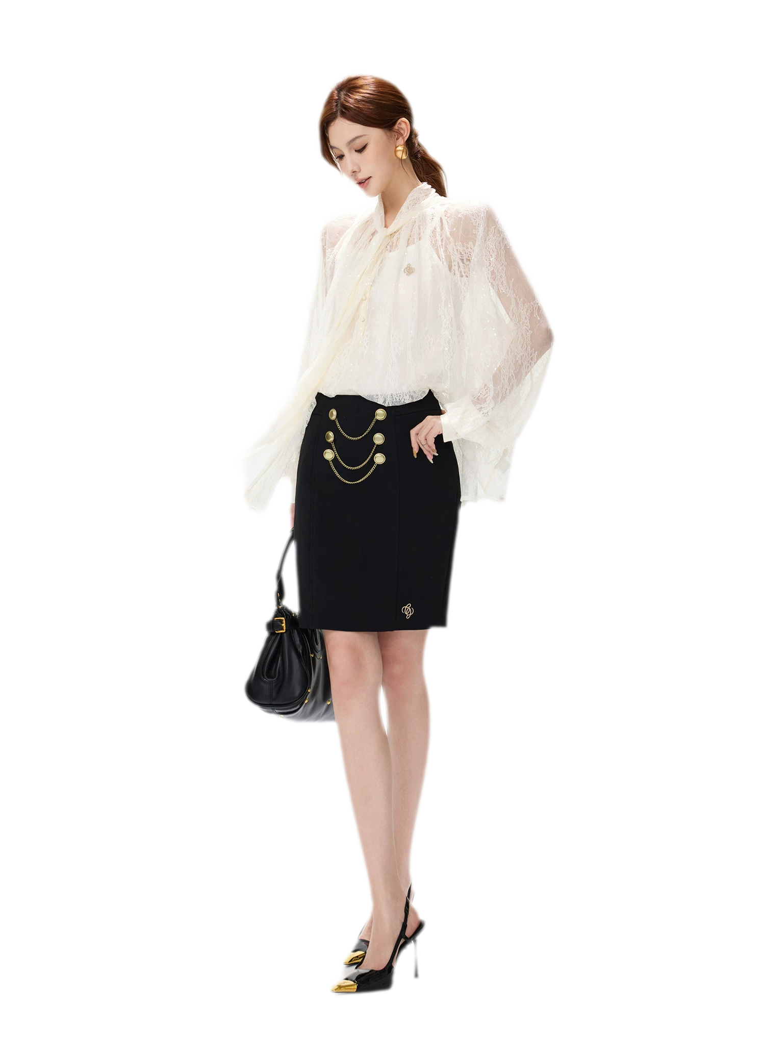 Sequin Lace Ribbon Blouse