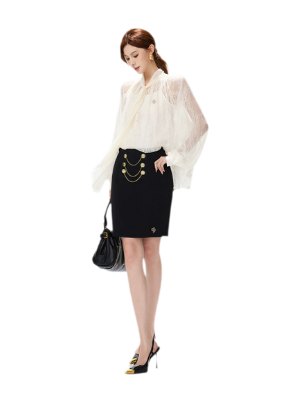 Sequin Lace Ribbon Blouse