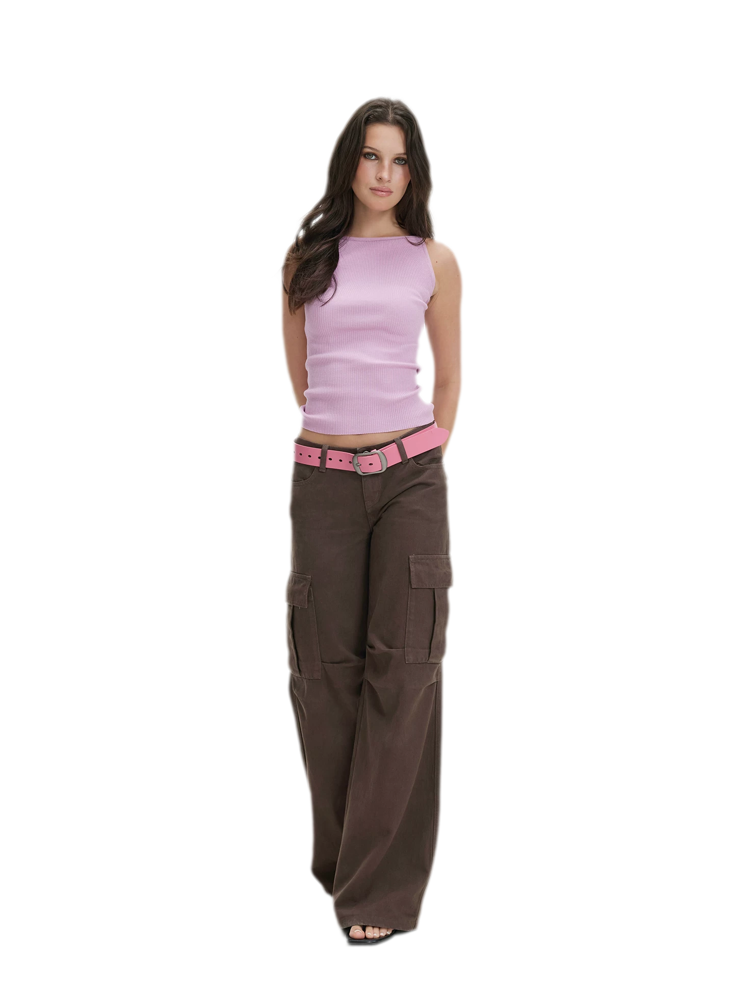 Washed Cargo Wide-Leg Pants