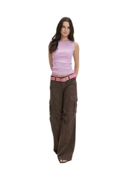 Washed Cargo Wide-Leg Pants