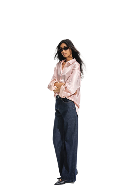 Jeans met contrasterende stiksels en hoge taille
