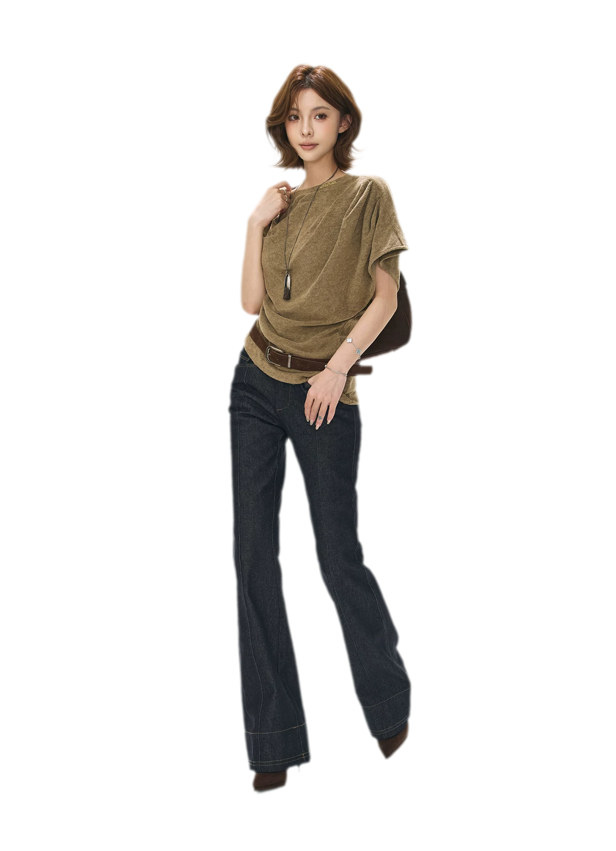 Gathered Collar Batwing Sweater