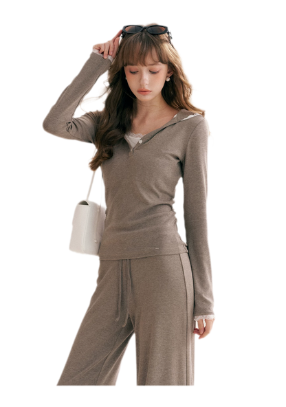 Lace-Trim Layered Two-Piece Set
