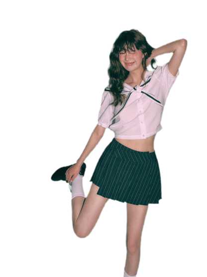 Striped Pleated Skort