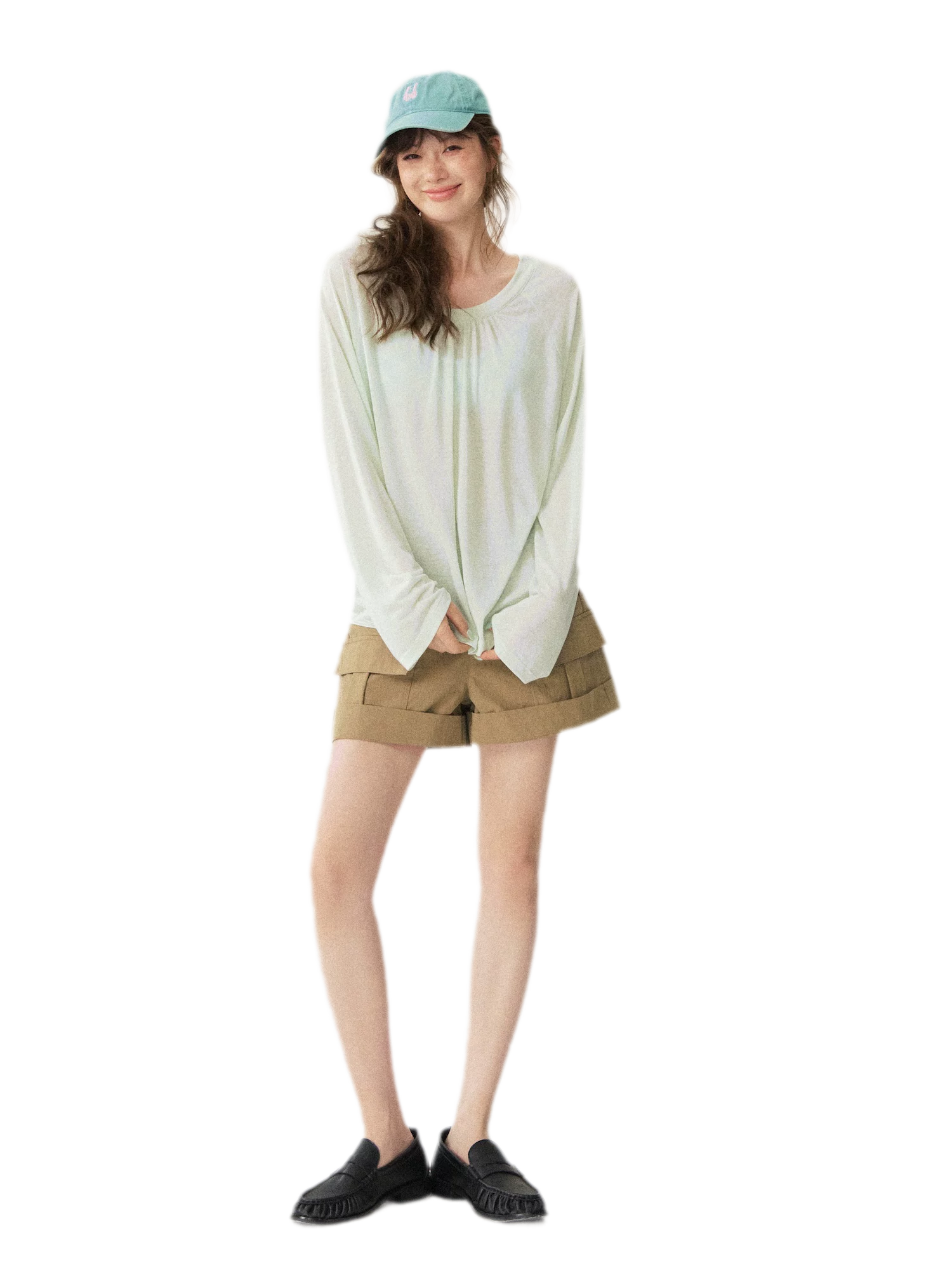 V-Neck Ruched Long Tee