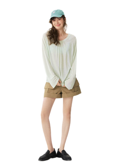V-Neck Ruched Long Tee