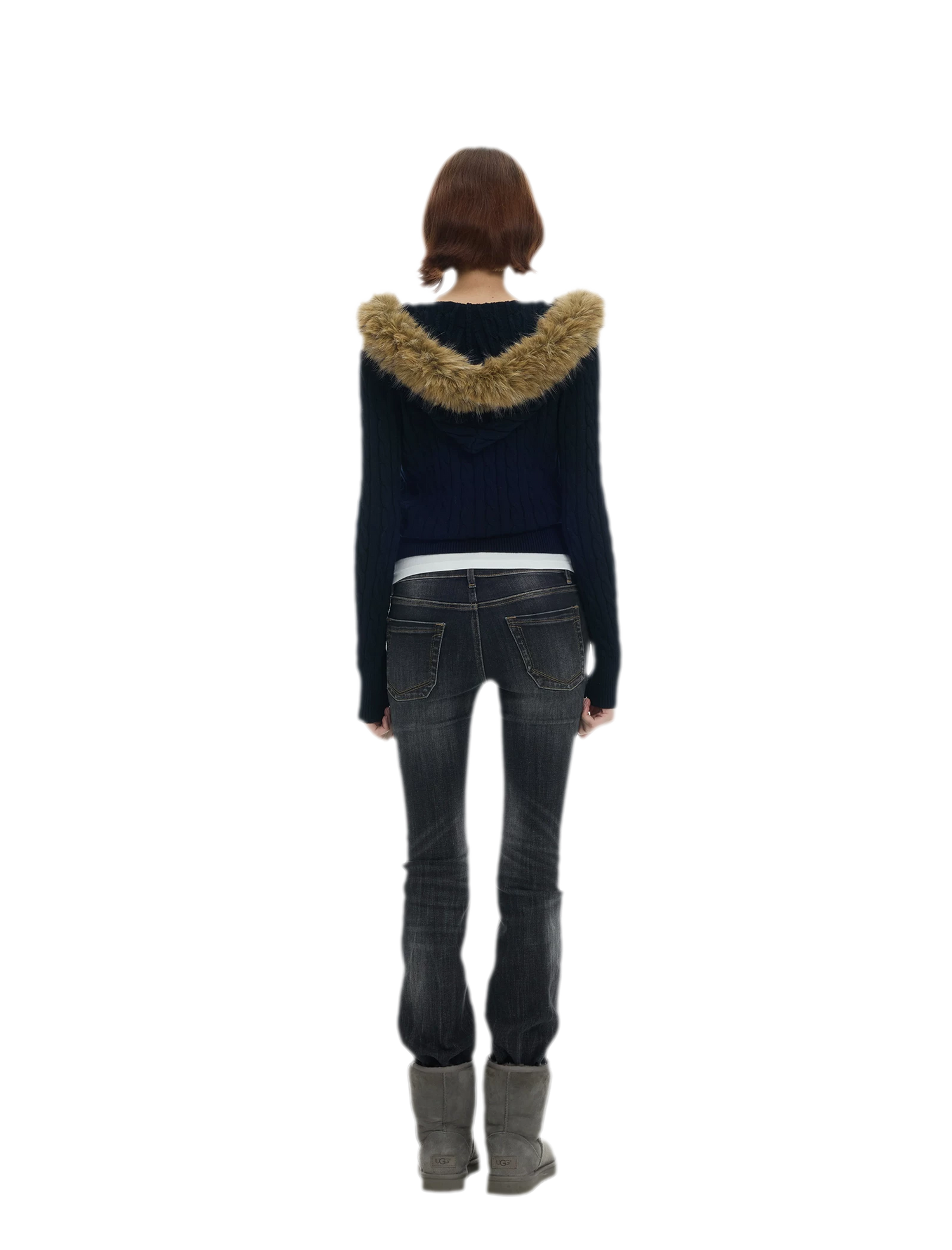 Washed Low-Rise Flare Jeans