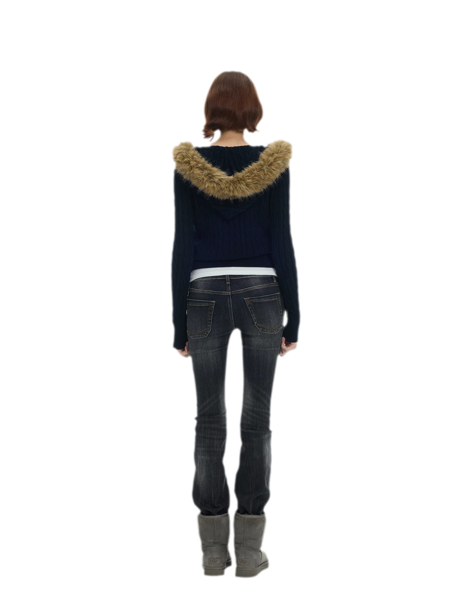 Washed Low-Rise Flare Jeans