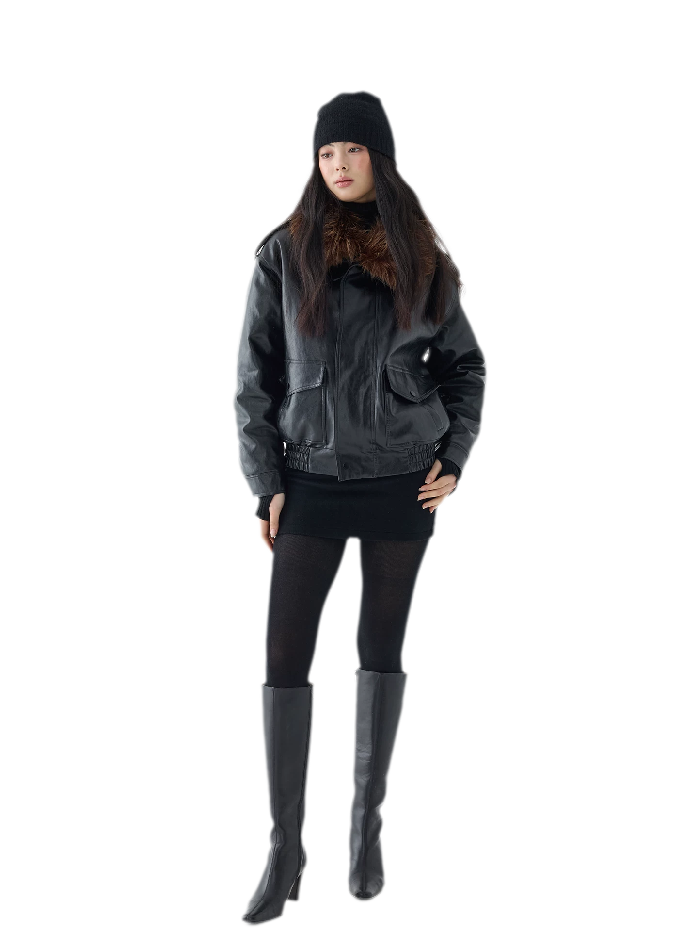 Oil-Wax Cropped PU Jacket