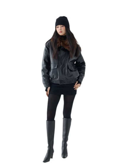 Oil-Wax Cropped PU Jacket