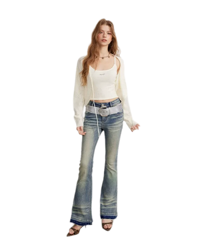 Diamond Knit Tie Cardigan Set