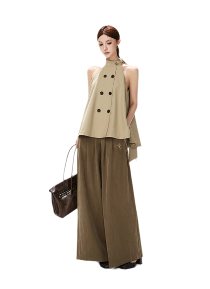 Twill Asymmetric Halter Top