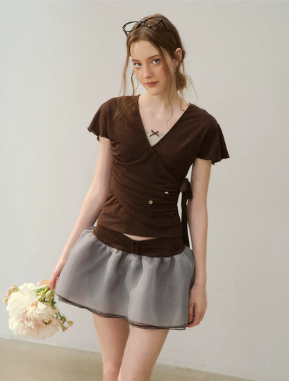 Ruffle Sleeve Two-Piece Tee