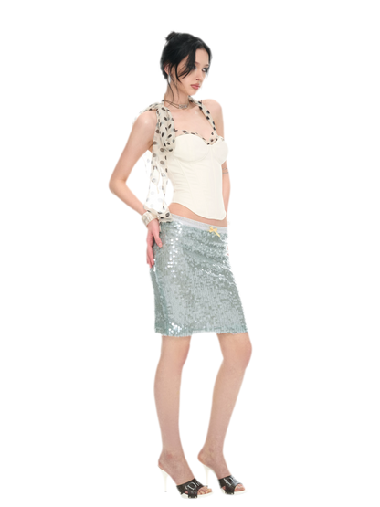 White Polka Dot Chiffon Corset