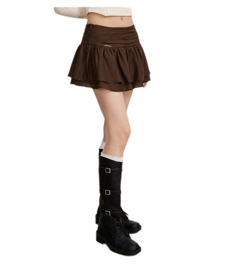 Pleated Ruffle A-Line Skirt