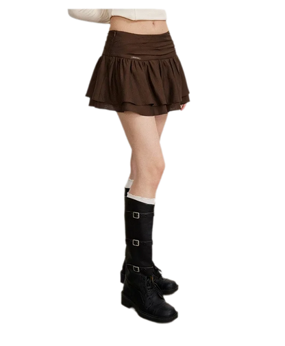 Pleated Ruffle A-Line Skirt