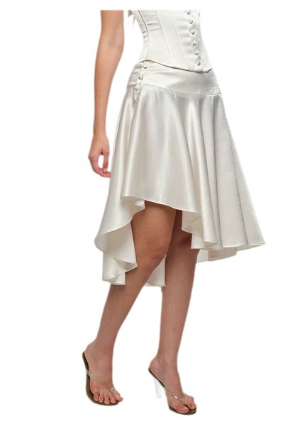 Low-Rise Satin Asymmetric Skirt