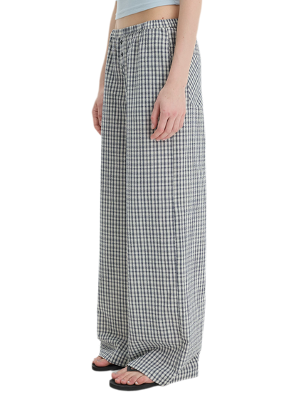 Textured Check Wide-Leg Trousers