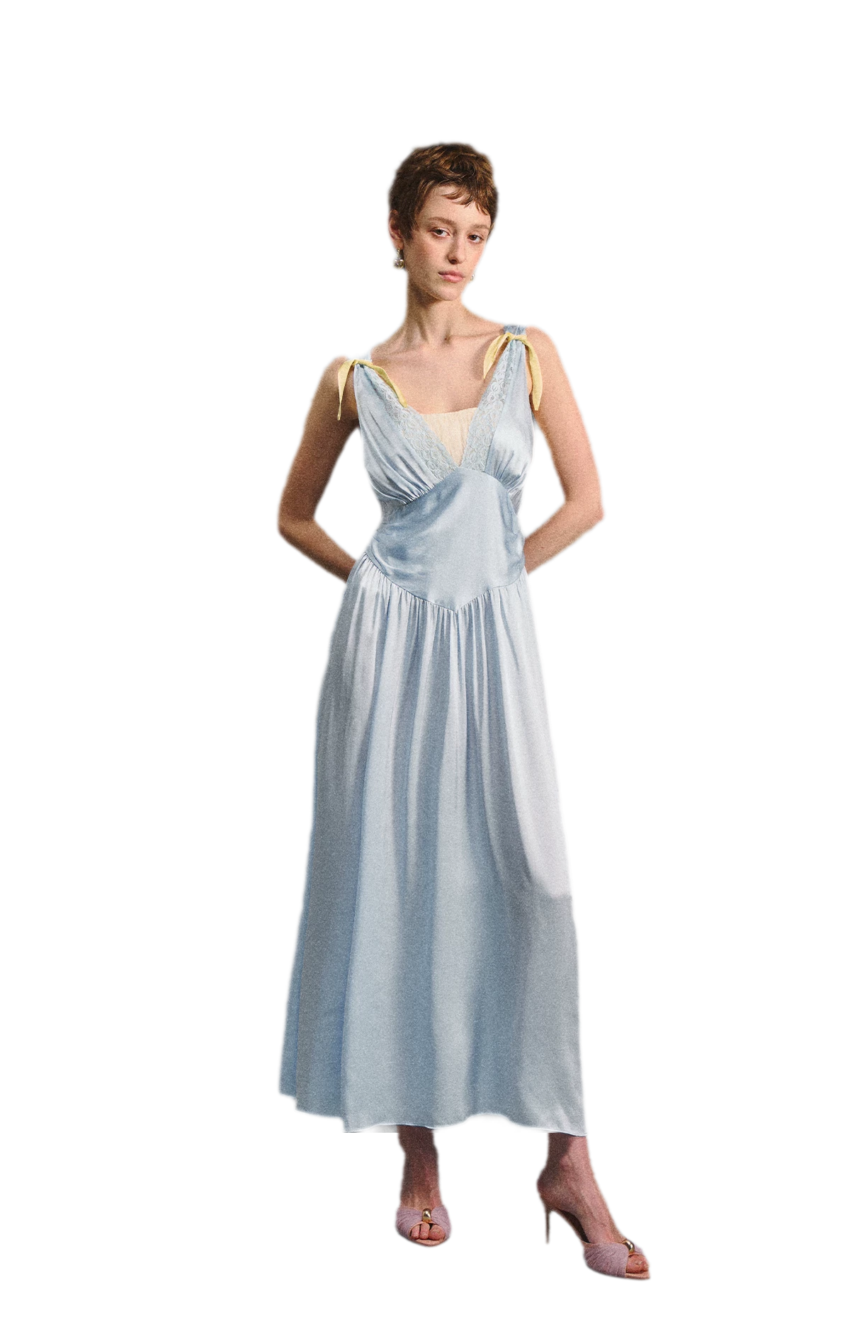 Lace Tie Satin Dress