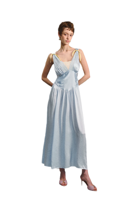 Lace Tie Satin Dress