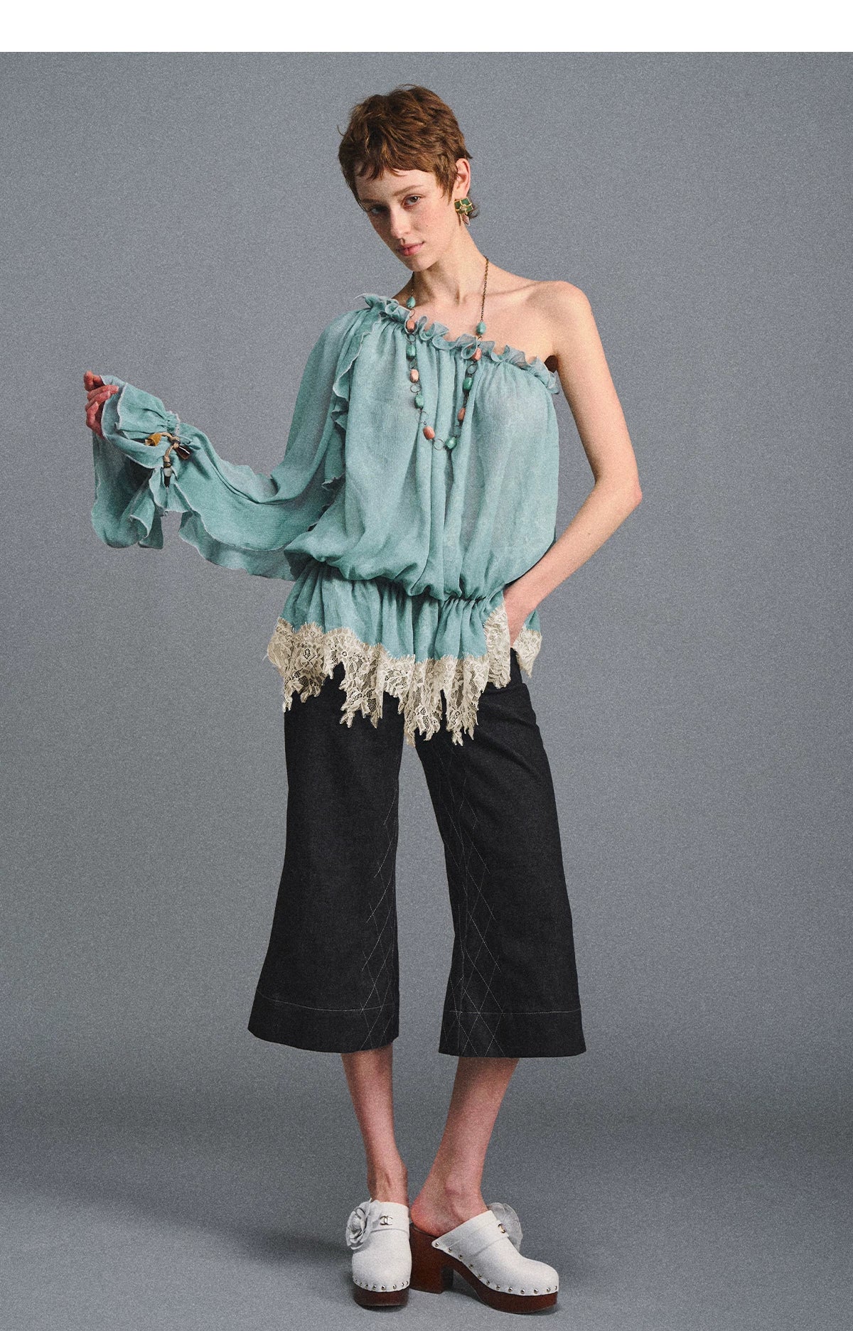 One-Shoulder Chiffon Blouse