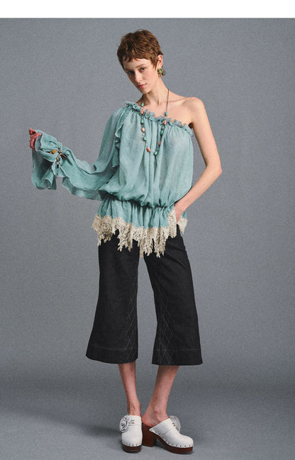 One-Shoulder Chiffon Blouse